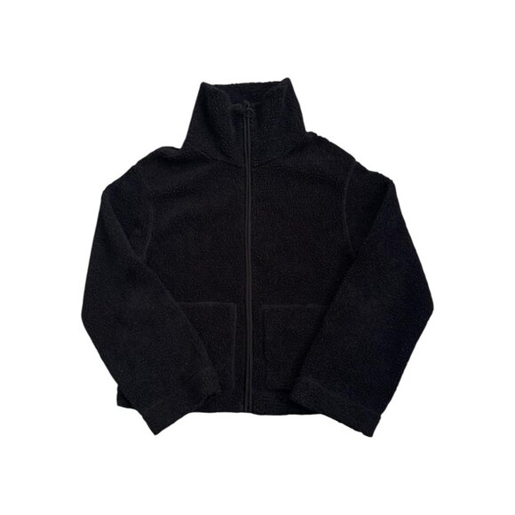 H&M Jackets & Blazers - H&M Black Sherpa Fleece Zip Jacket Women’s Size S